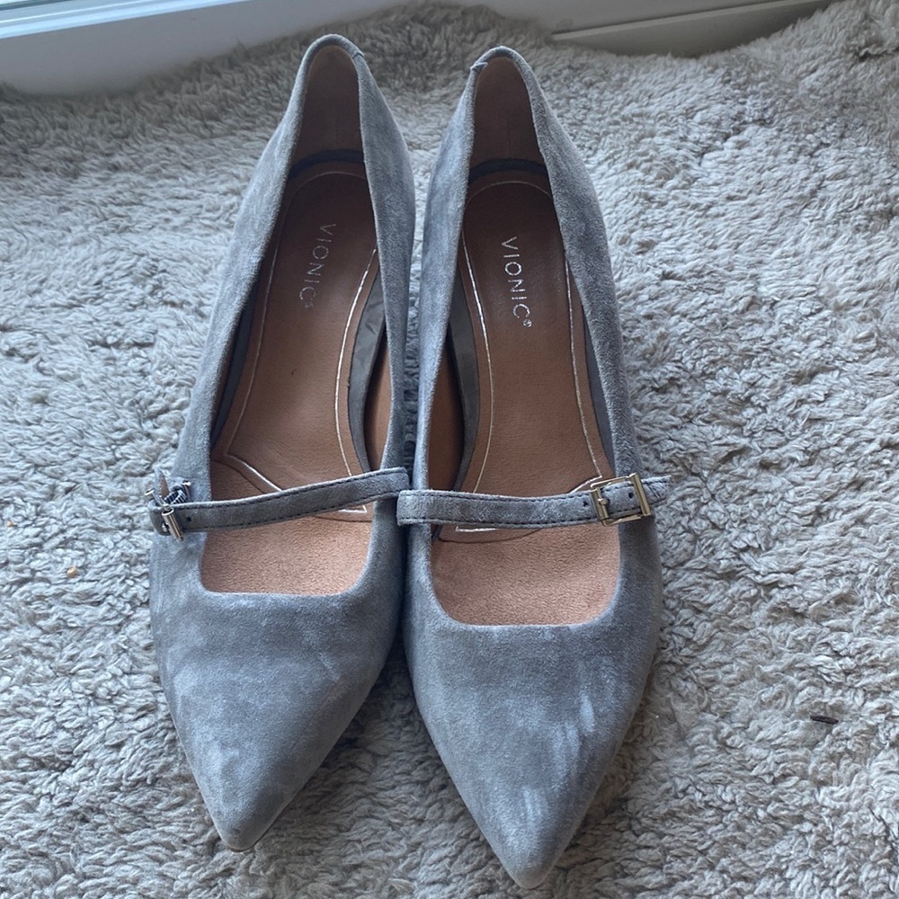 Vionic suede minnie womens pumps shoes size 9 grey